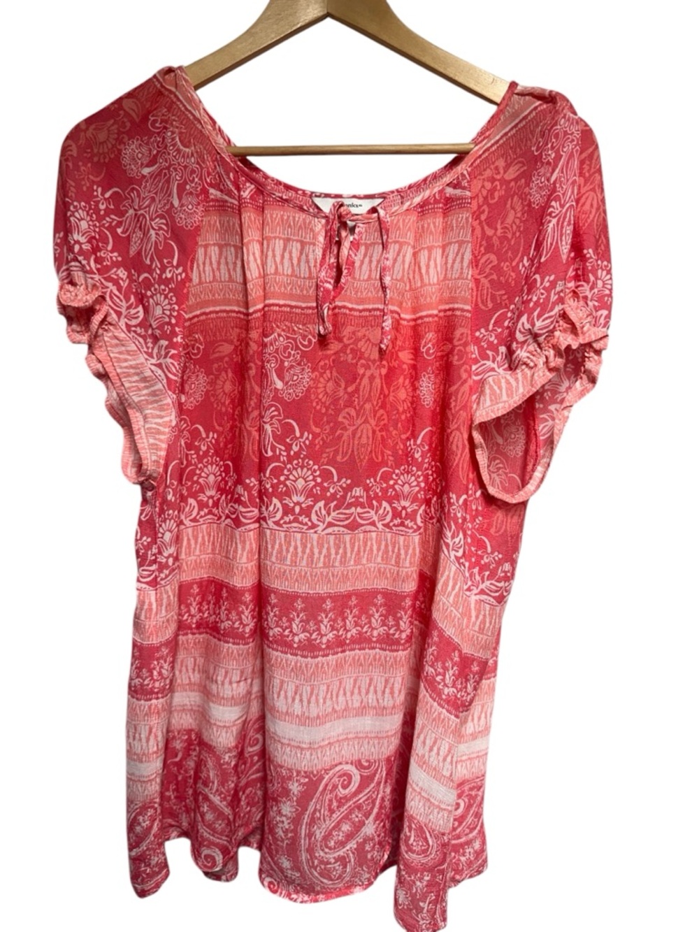 CJ Banks  Peasant  Hippie Boho Coral Top Sz 2X